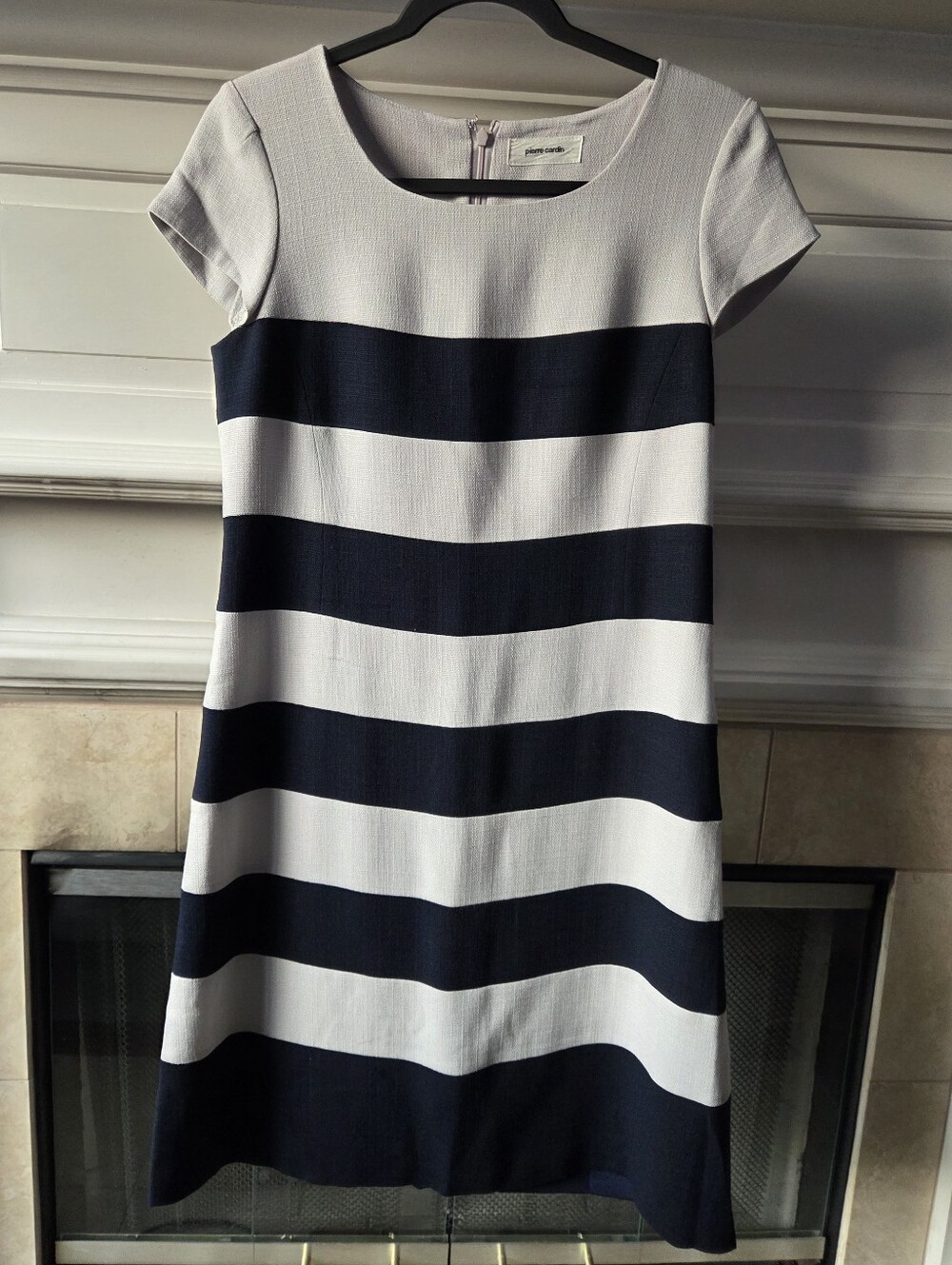 Pierre Cardin Navy White Striped Shift Dress Medium Japanese Size 38 (Medium)